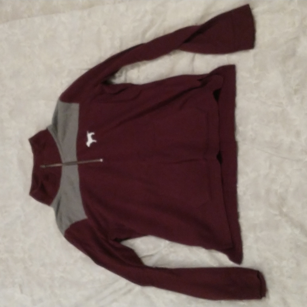 Victoria Secret PINK Maroon and gray 1/4 zip up Sweatshirt.